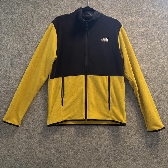 The North Face Jacket Mens Size Medium Yellow Black Full Zip Fleece Pockets - Picture 1 of 14